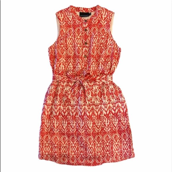 Cynthia Rowley Dresses & Skirts - Cynthia Rowley Red & Cream Ikat Print Sleeveless Linen Dress Sz 10 NWT